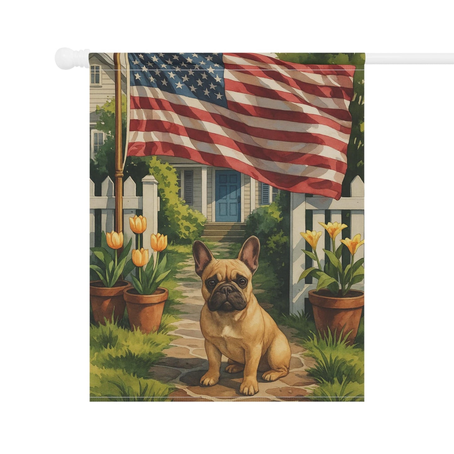 Printify Garden Flag Fawn French Bulldog America Garden Flag