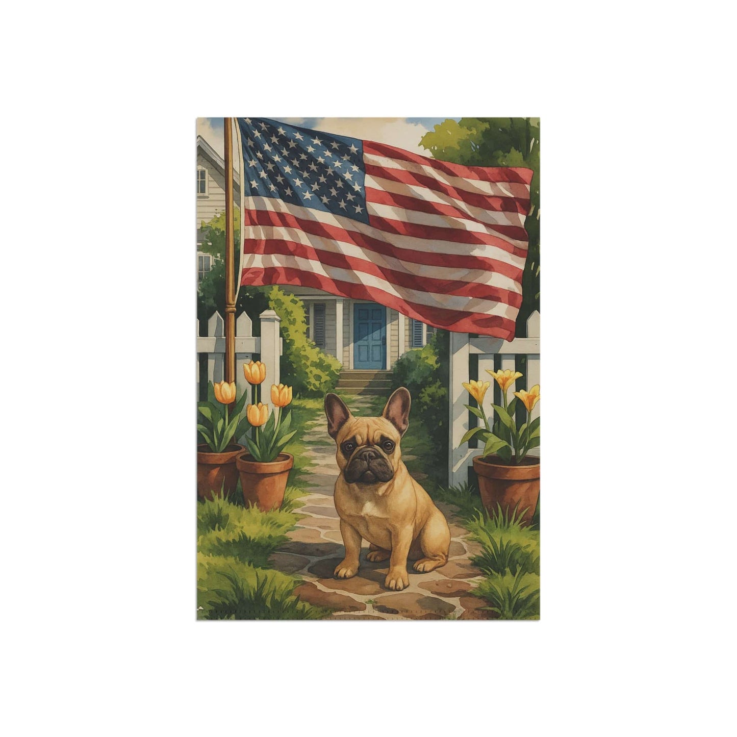 Printify Garden Flag Fawn French Bulldog America Garden Flag