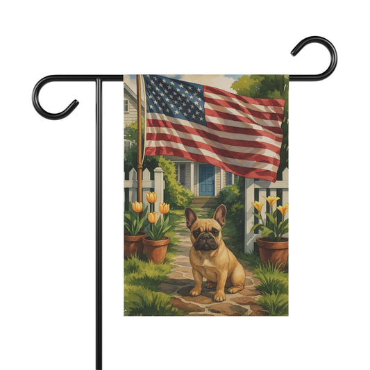 Fawn French Bulldog America Garden Flag