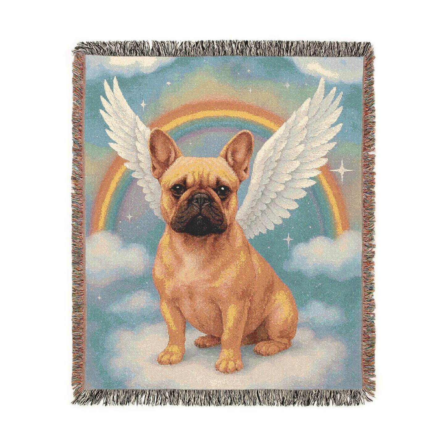 Printify Blanket Fawn French Bulldog Angel Woven Blanket