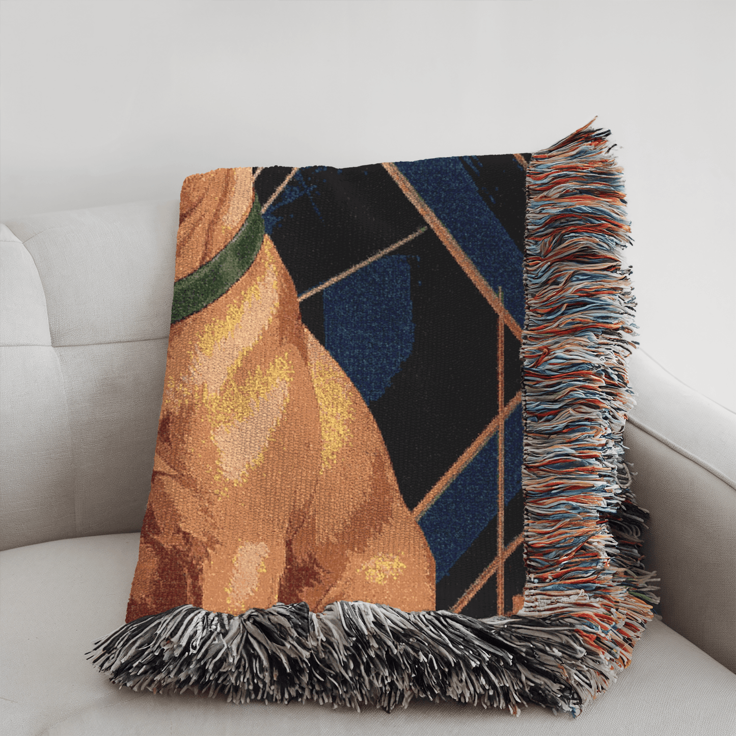 Printify Blanket Fawn French Bulldog Art Deco Woven Blanket
