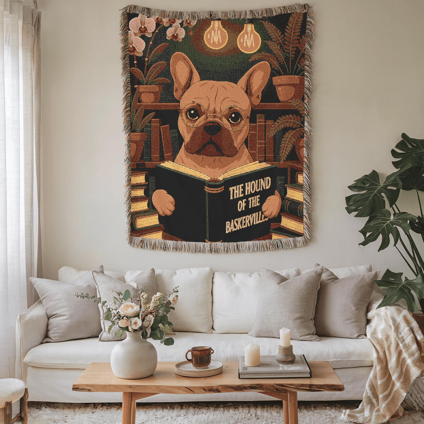 Printify Blanket Fawn French Bulldog Baskervilles Throw Blanket