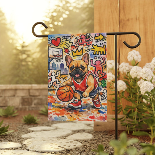 Personalized French Bulldog Basketball Yard Flag