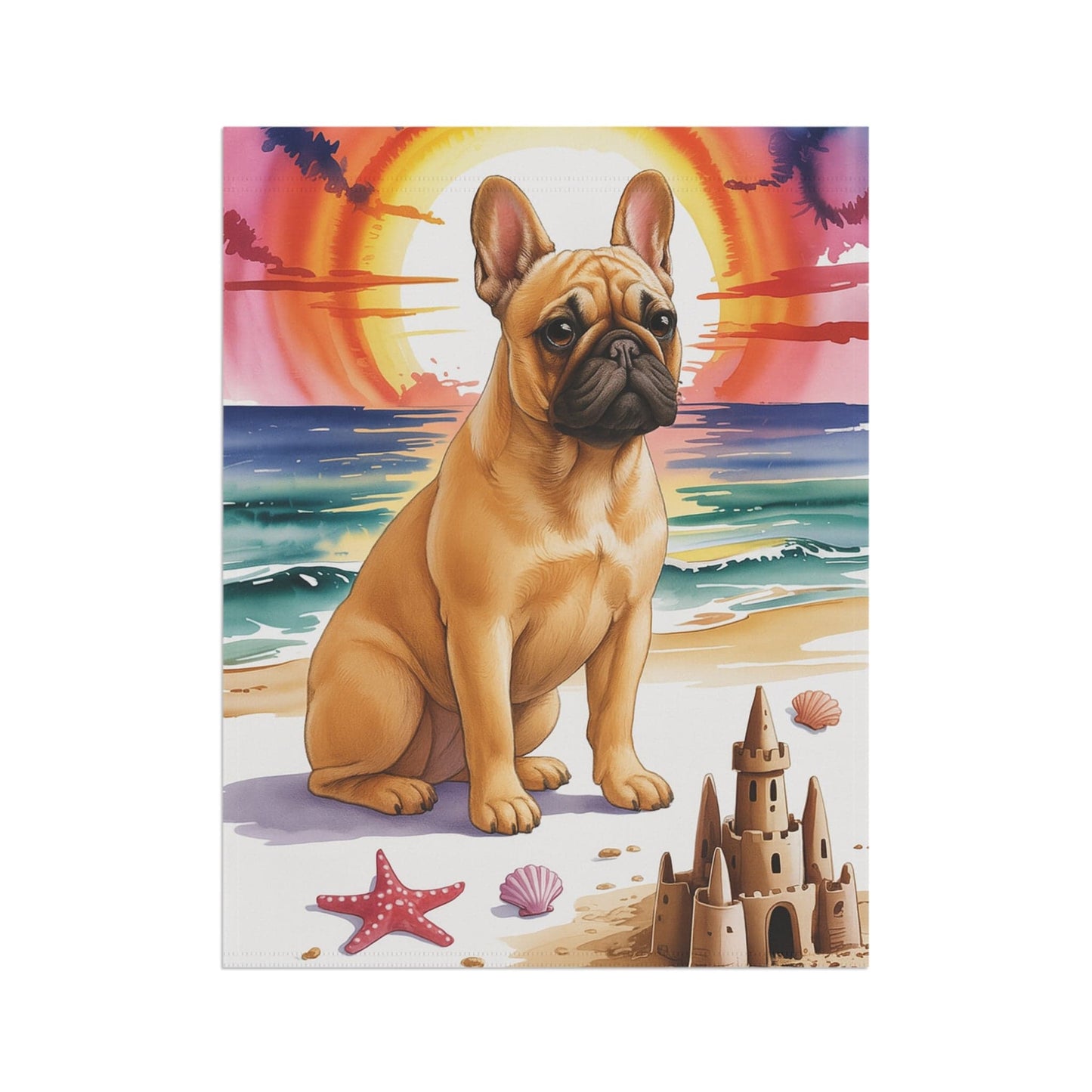 Printify Garden Flag Fawn French Bulldog Beach Garden Flag