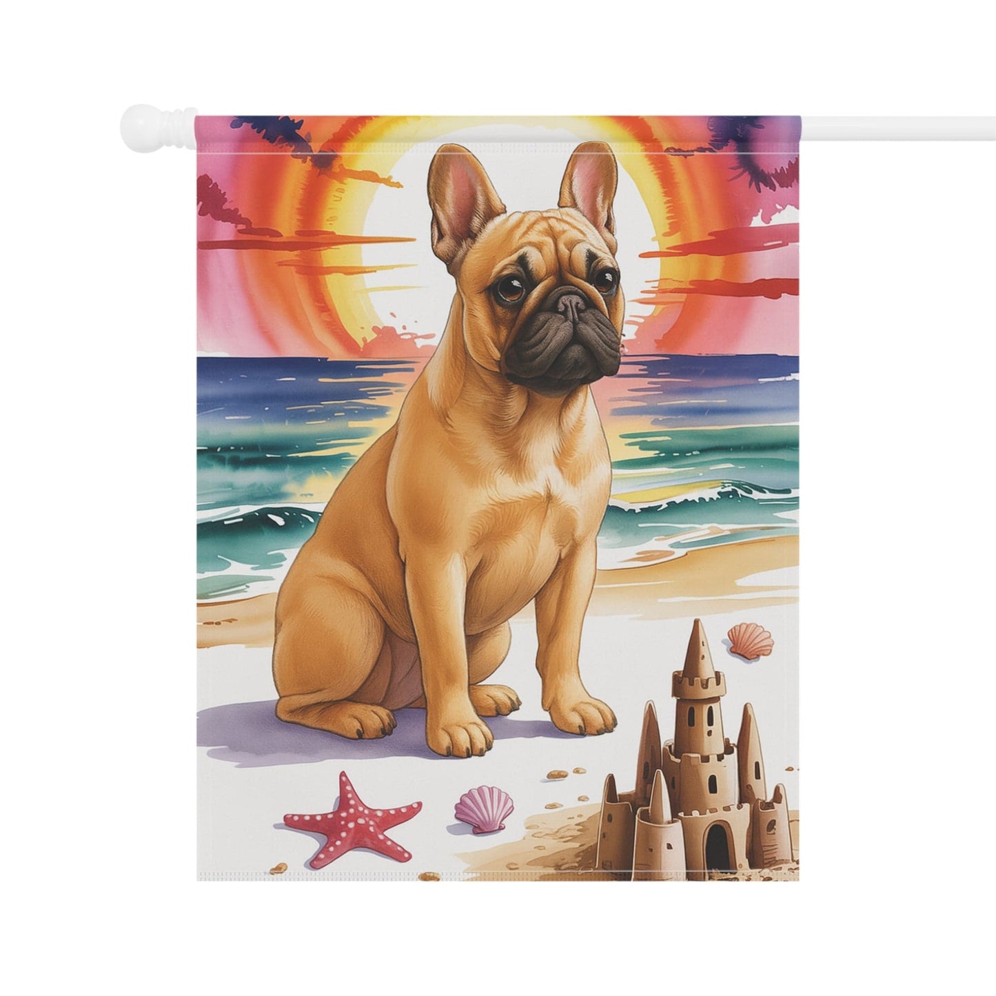 Printify Garden Flag Fawn French Bulldog Beach Garden Flag