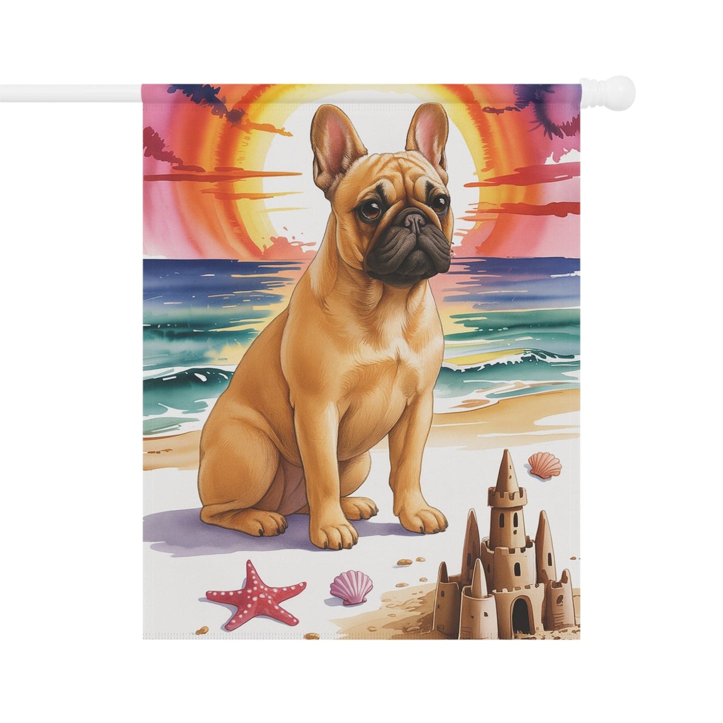Printify Garden Flag Fawn French Bulldog Beach Garden Flag