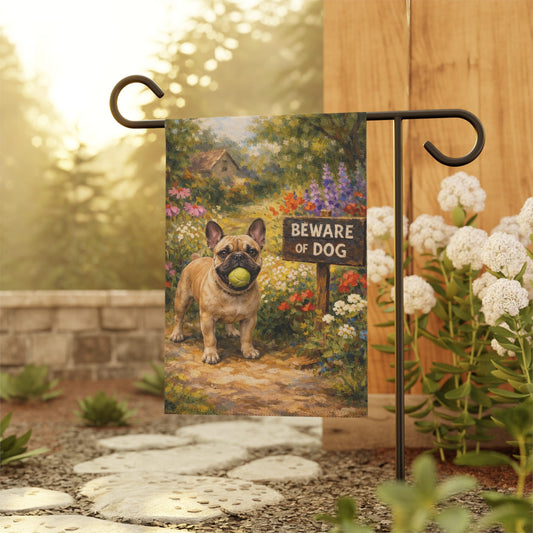 Personalized Frenchie Beware Funny Garden Flag