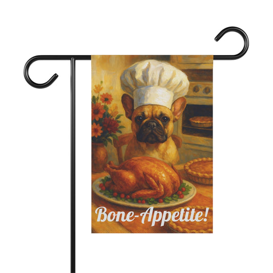 Fawn French Bulldog Bone-Appetite Garden Flag