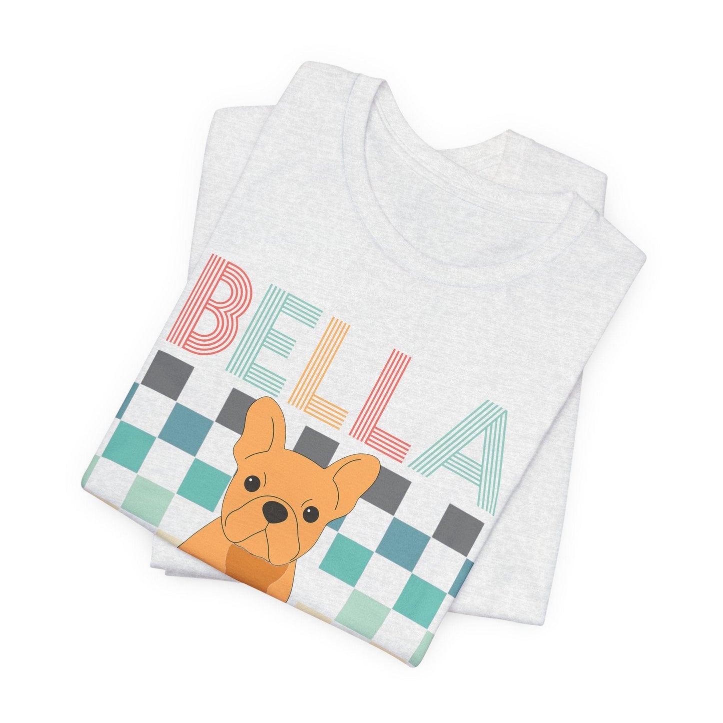 Printify T-Shirt Fawn French Bulldog Checkered Tee