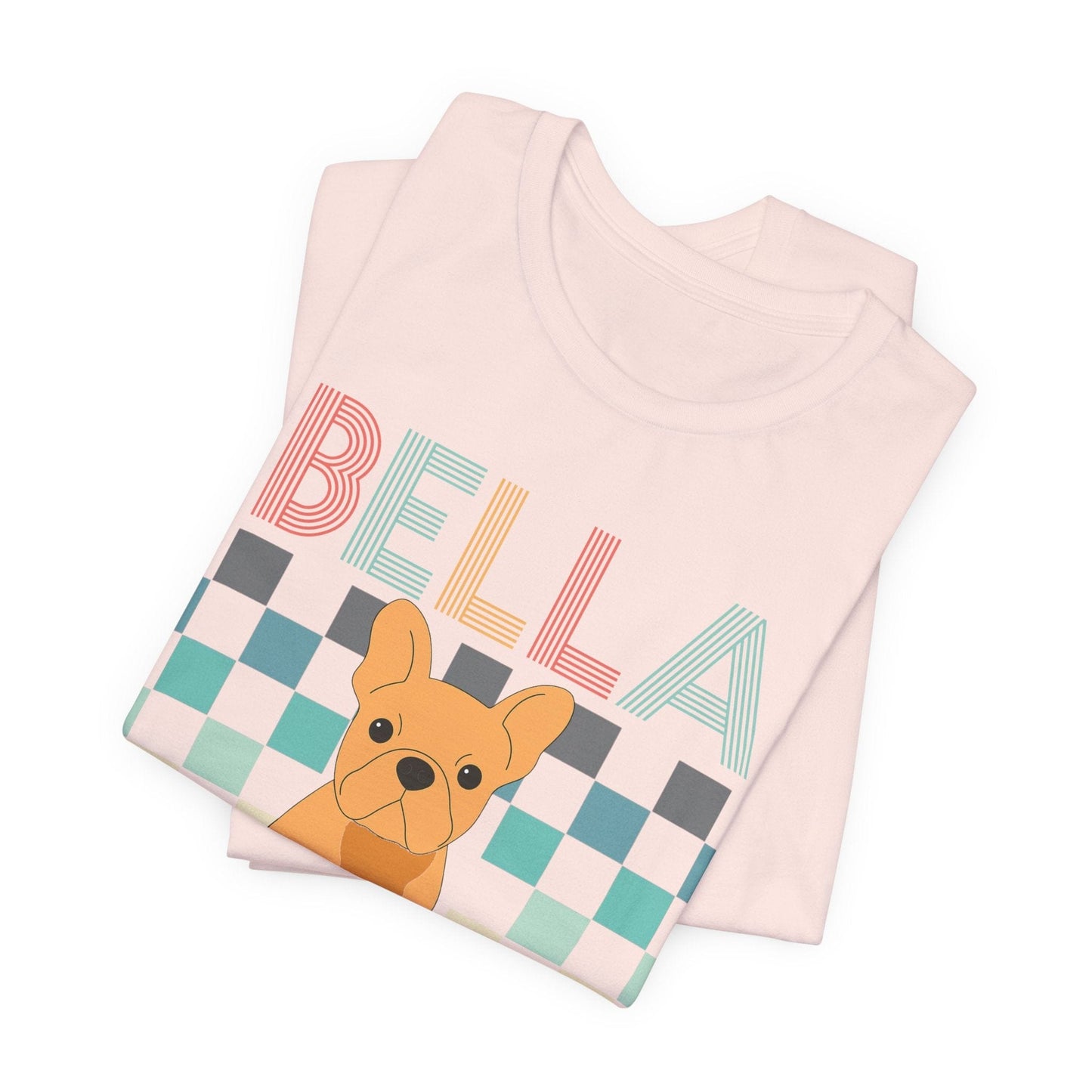 Printify T-Shirt Fawn French Bulldog Checkered Tee