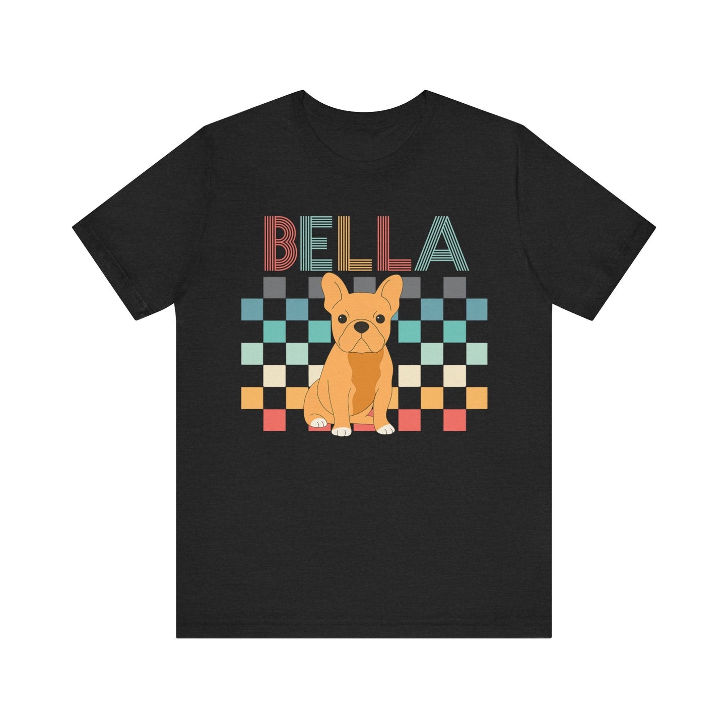 Printify T-Shirt Fawn French Bulldog Checkered Tee