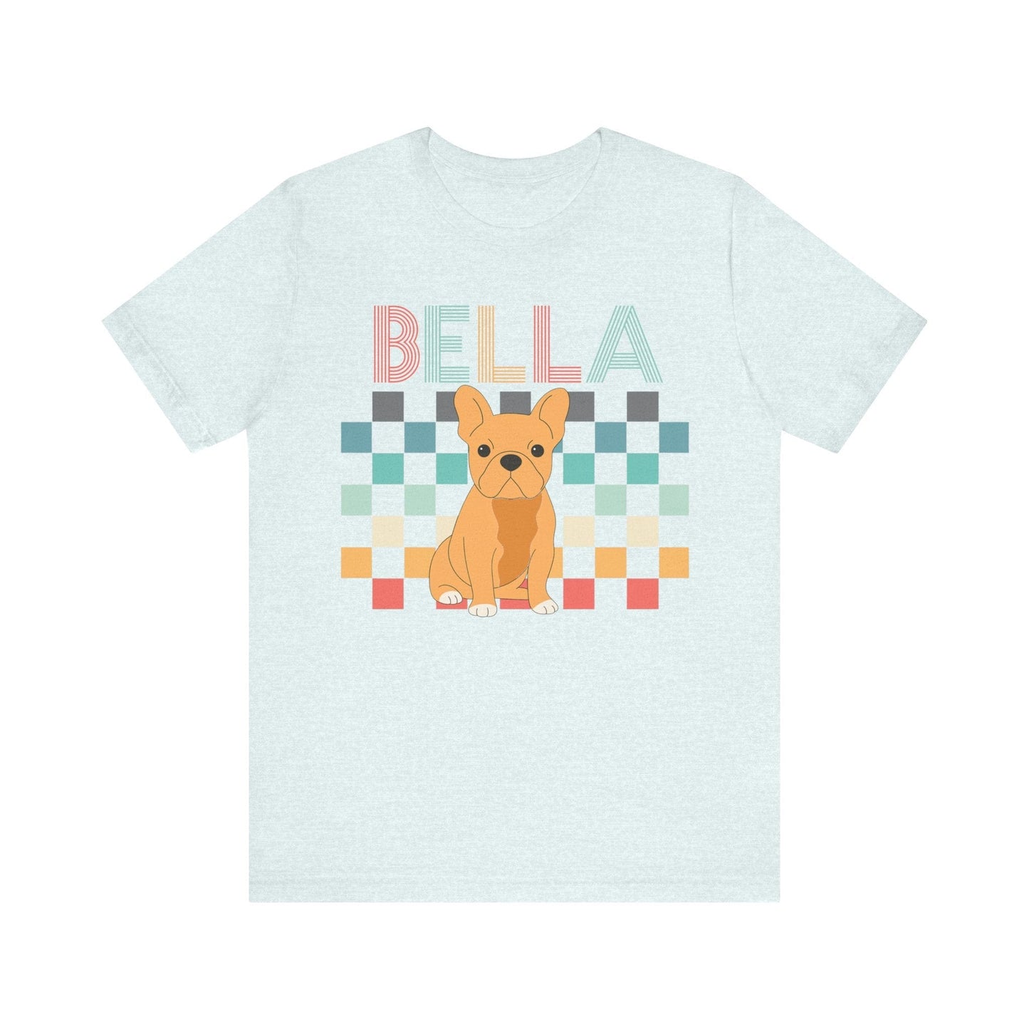 Printify T-Shirt Fawn French Bulldog Checkered Tee