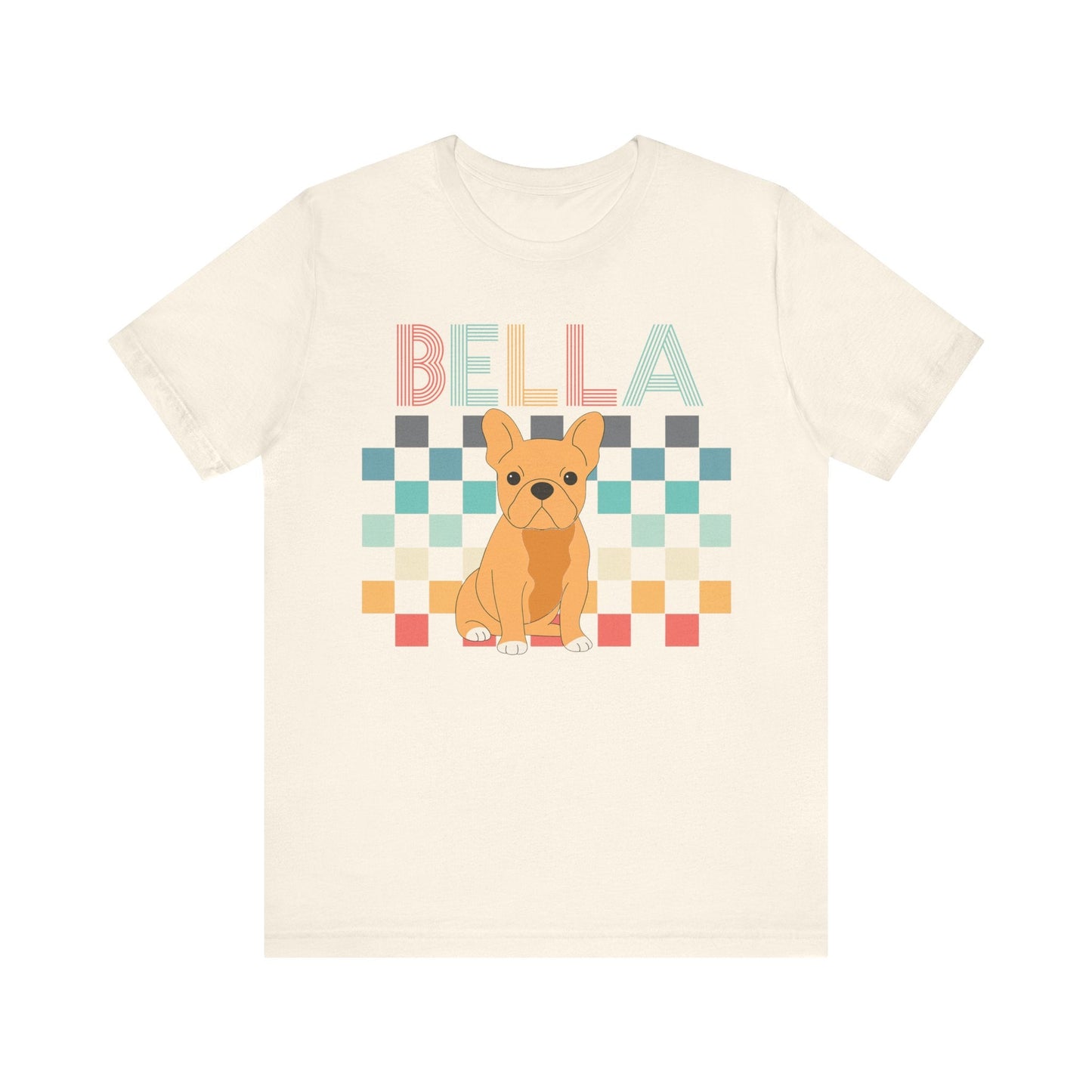 Printify T-Shirt Fawn French Bulldog Checkered Tee