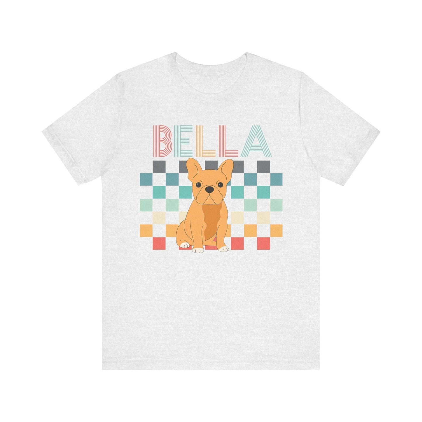 Printify T-Shirt Fawn French Bulldog Checkered Tee