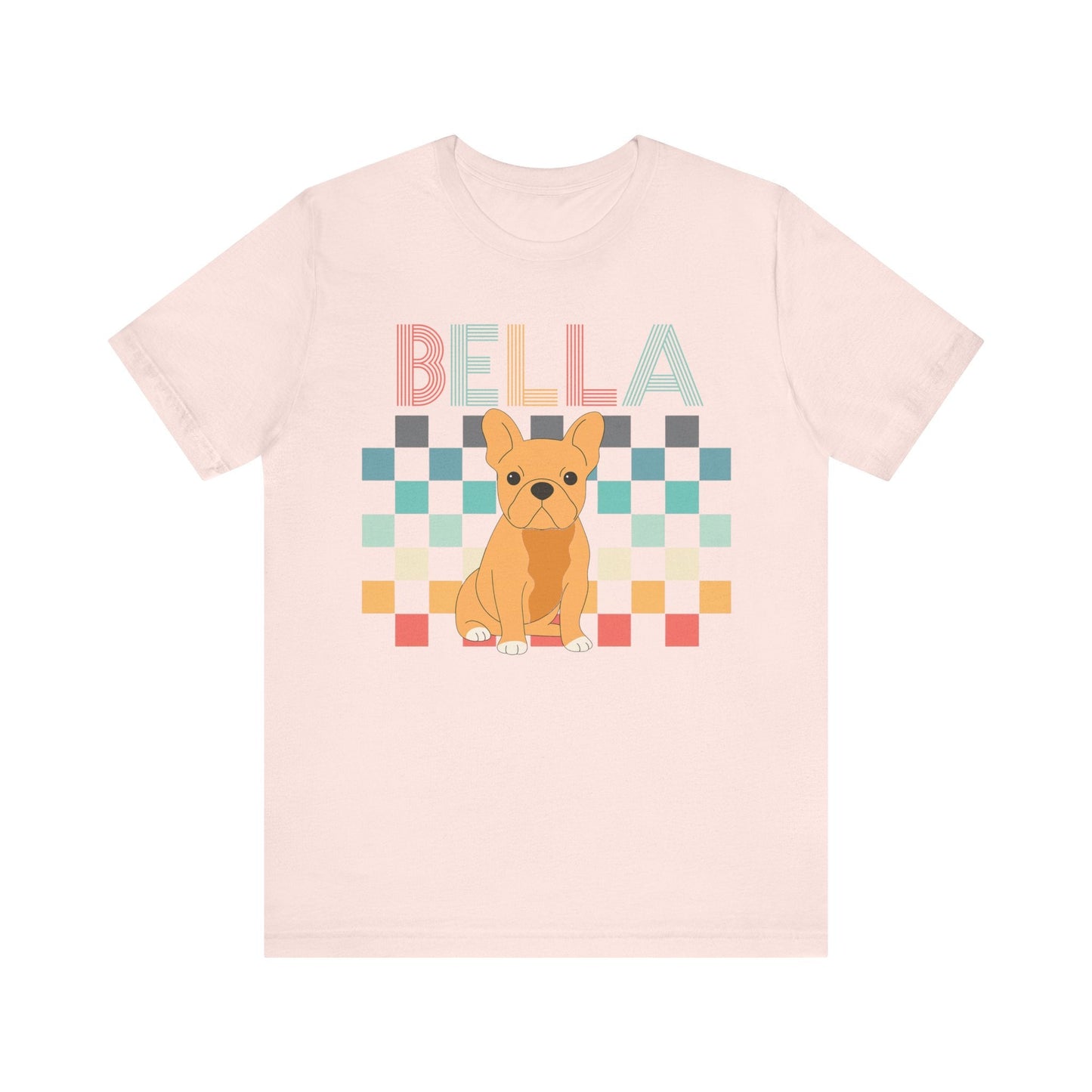 Printify T-Shirt Fawn French Bulldog Checkered Tee