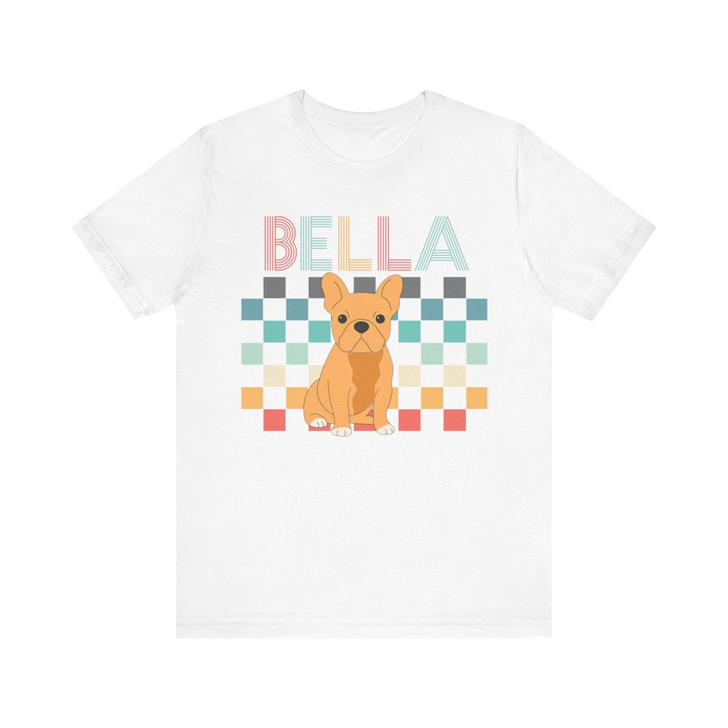 Printify T-Shirt Fawn French Bulldog Checkered Tee