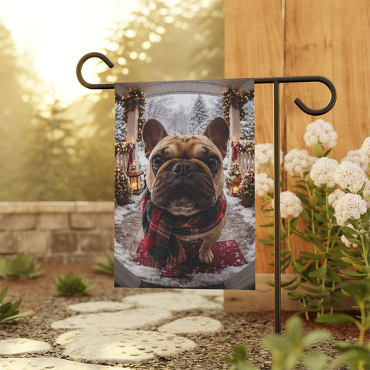 Fawn French Bulldog Christmas Doorbell Camera Yard Flag