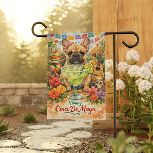 Fawn French Bulldog Cinco De Mayo Garden Yard Banner