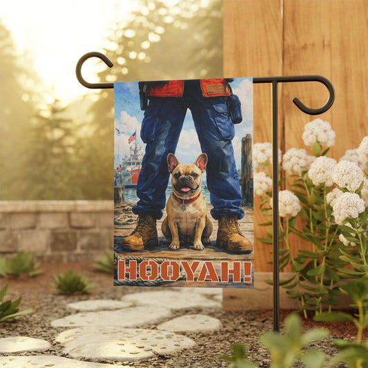 Fawn French Bulldog Coastal Nautical Sea Rescuer Garden Flag