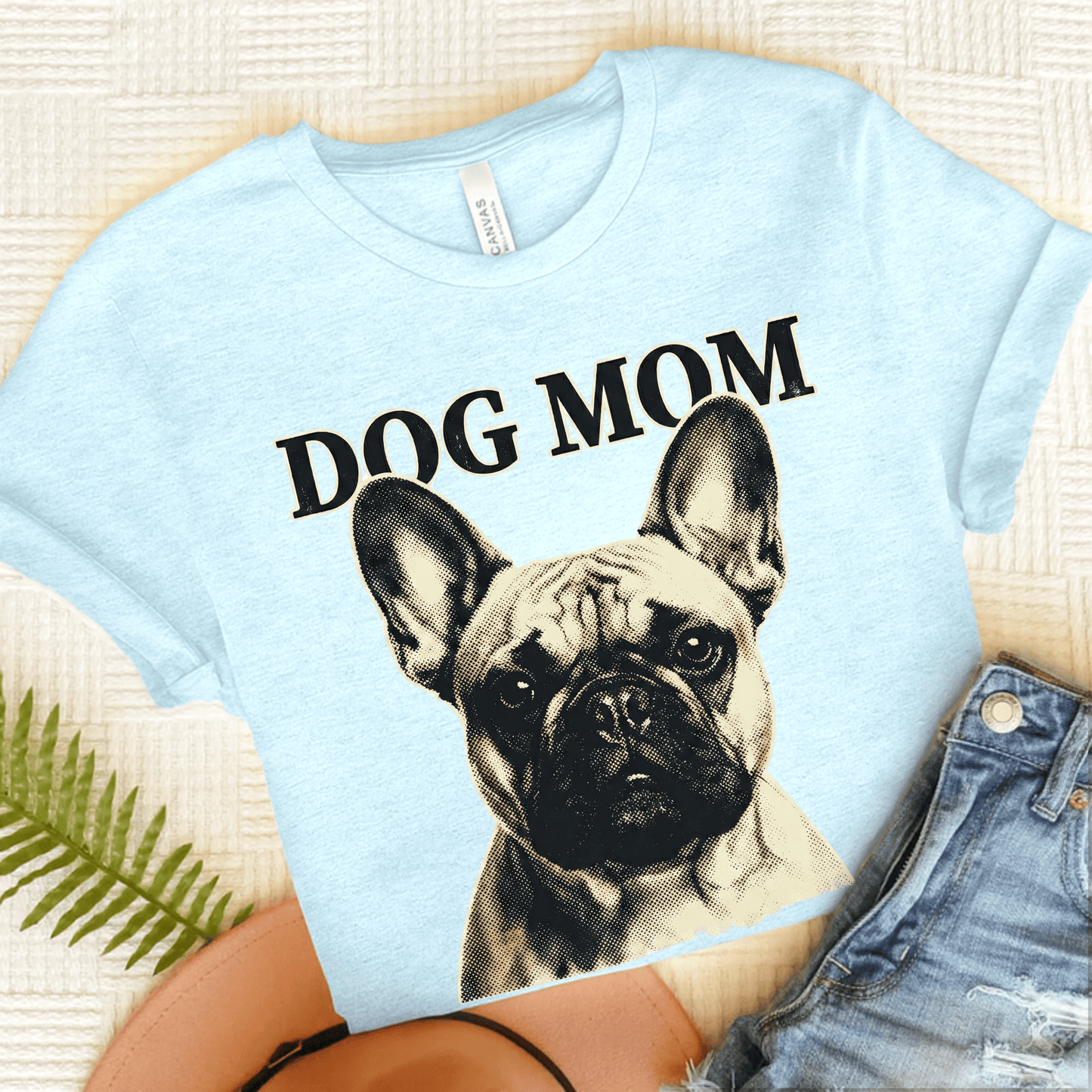 Fawn French Bulldog Dog Mom Unisex Tshirt Heather Ice Blue