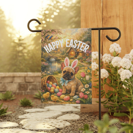 Customizable Frenchie Elegant Easter Garden Flag