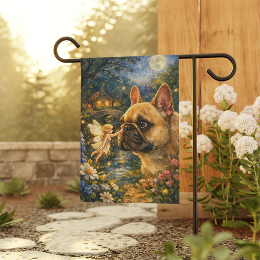 Fawn French Bulldog Fantasy Fairy Garden Flag