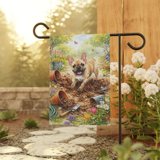 Personalized Frenchie Gardening Helper Garden Flag