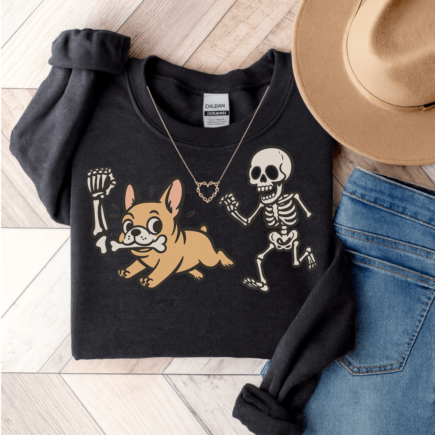 Printify Sweatshirt S / Dark Heather Fawn French Bulldog Grave Robber Sweatshirt