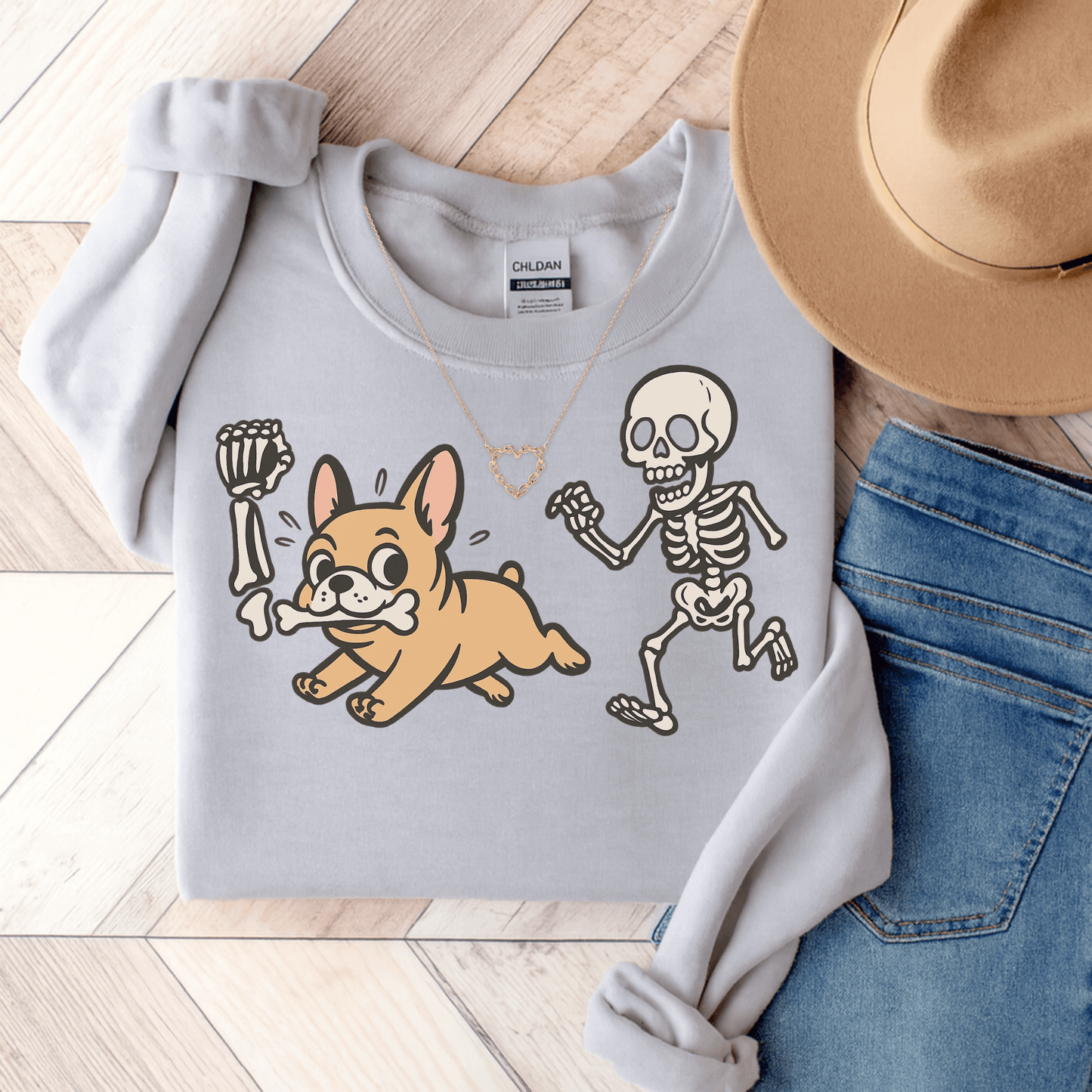Printify Sweatshirt S / Ash Fawn French Bulldog Grave Robber Sweatshirt