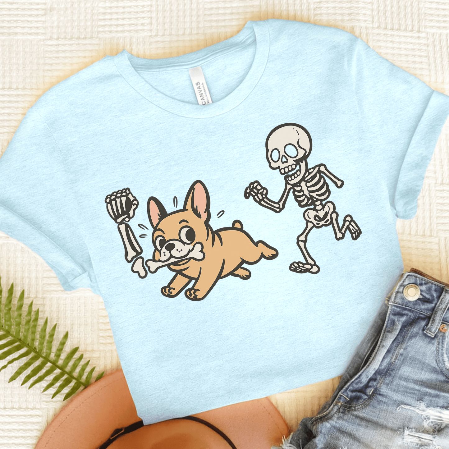 Printify T-Shirt Heather Ice Blue / S Fawn French Bulldog Grave Robber TShirt