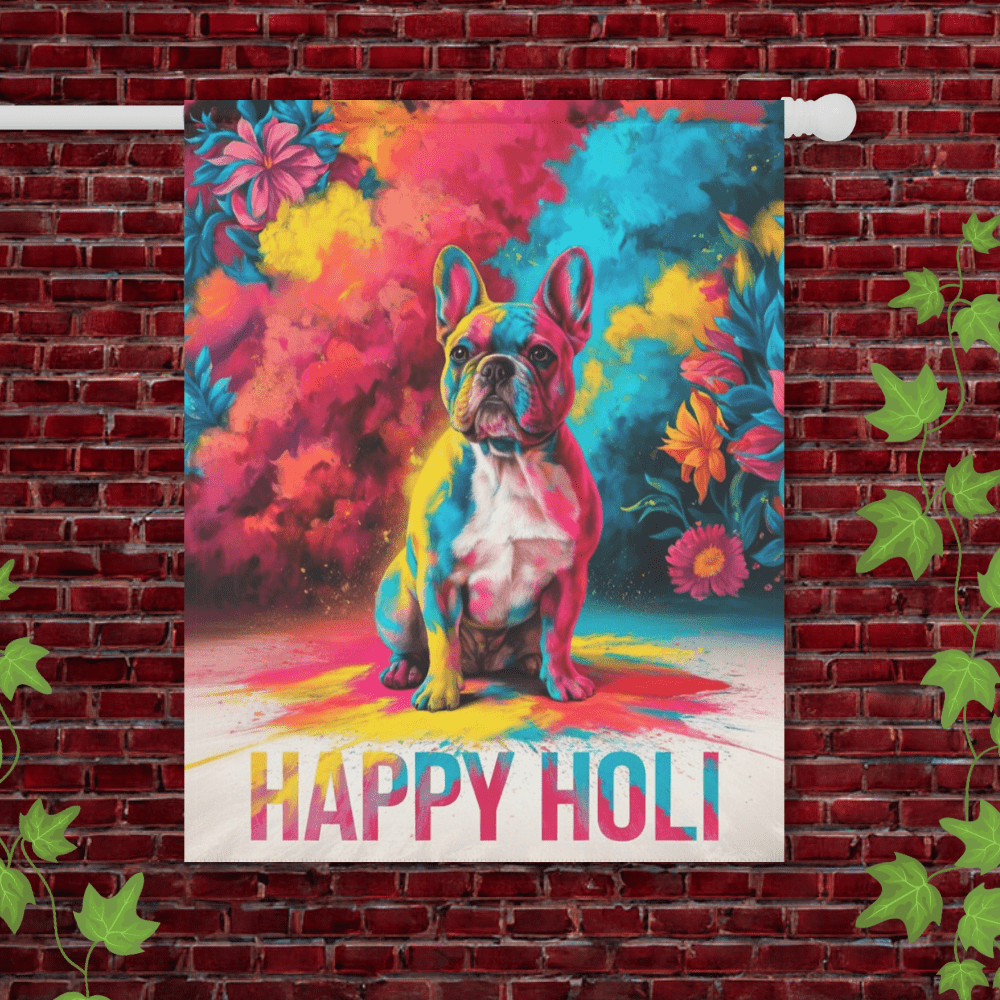 Printify Garden Flag 24.5'' × 32'' Fawn French Bulldog Holi Garden Flag