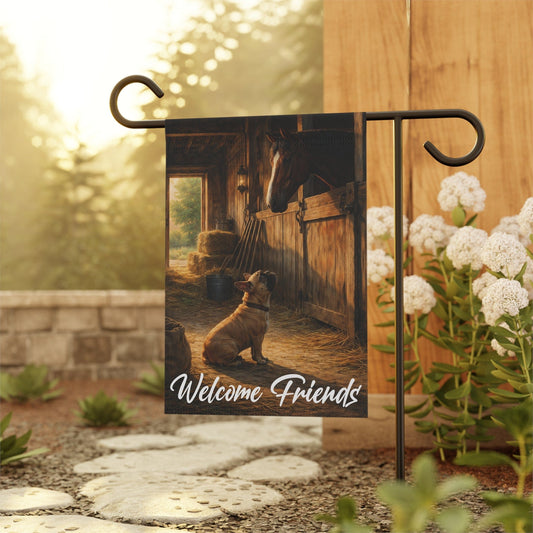 Fawn French Bulldog Horse Barn Yard Flag