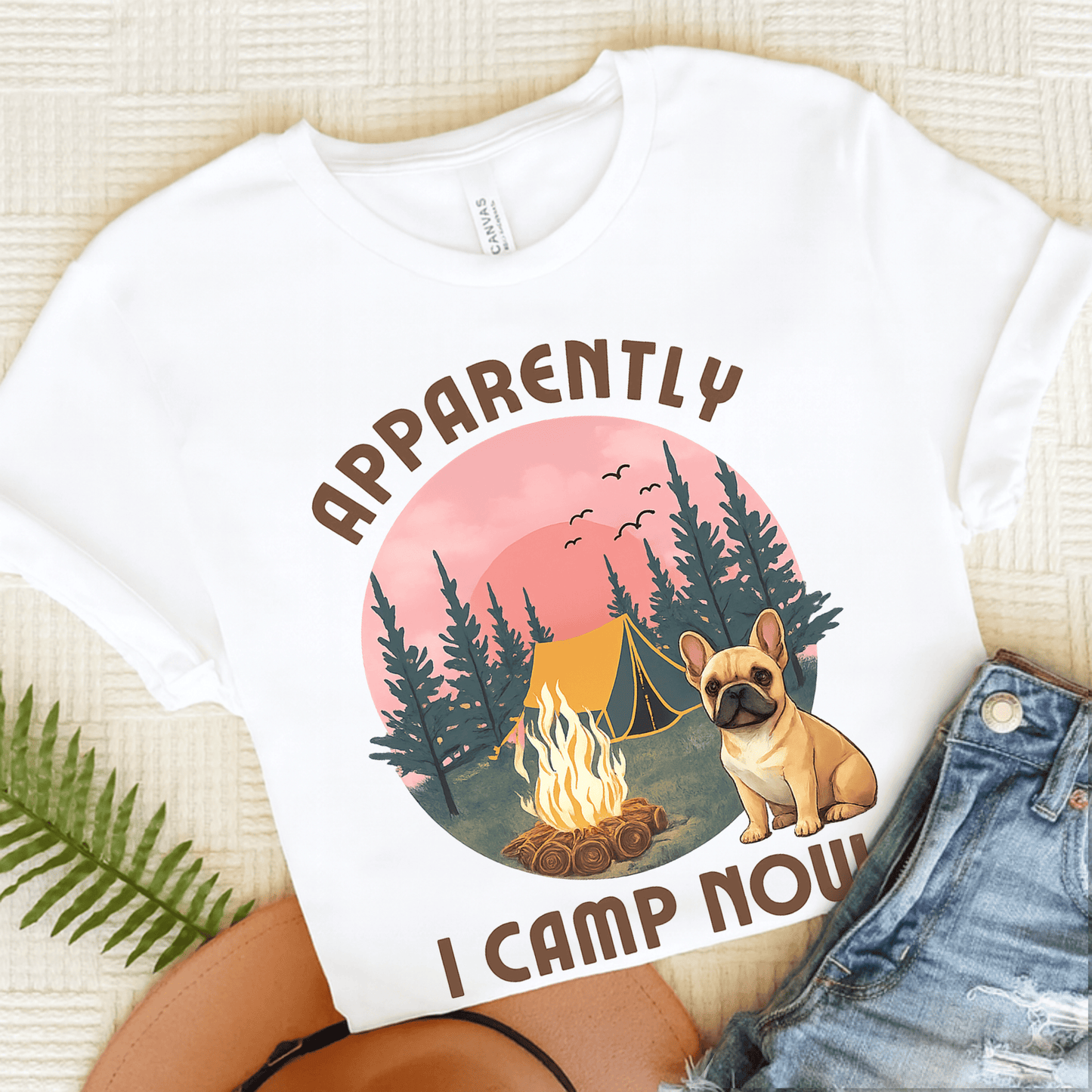 Fawn French Bulldog I Camp Now Unisex TShirt White