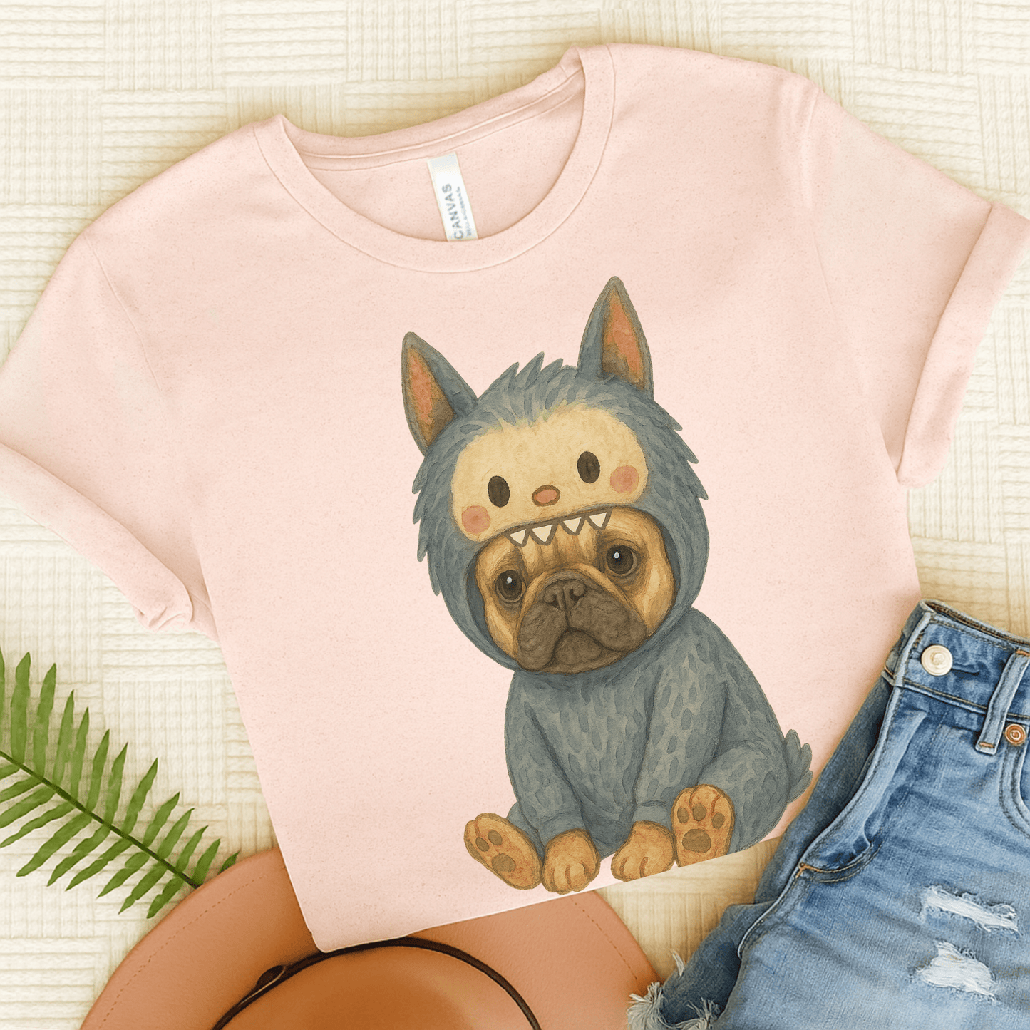 Printify T-Shirt Soft Pink / S Fawn French Bulldog Little Monster TShirt