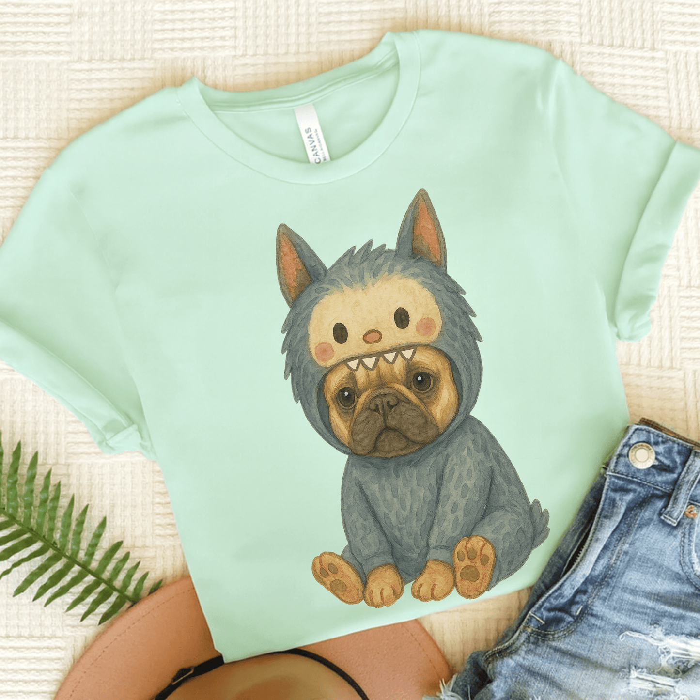 Printify T-Shirt Heather Mint / S Fawn French Bulldog Little Monster TShirt