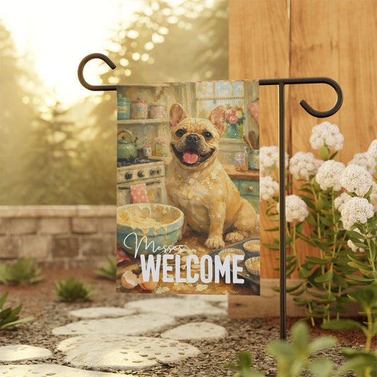 Fawn French Bulldog Messy Baking Bakers Garden Flag