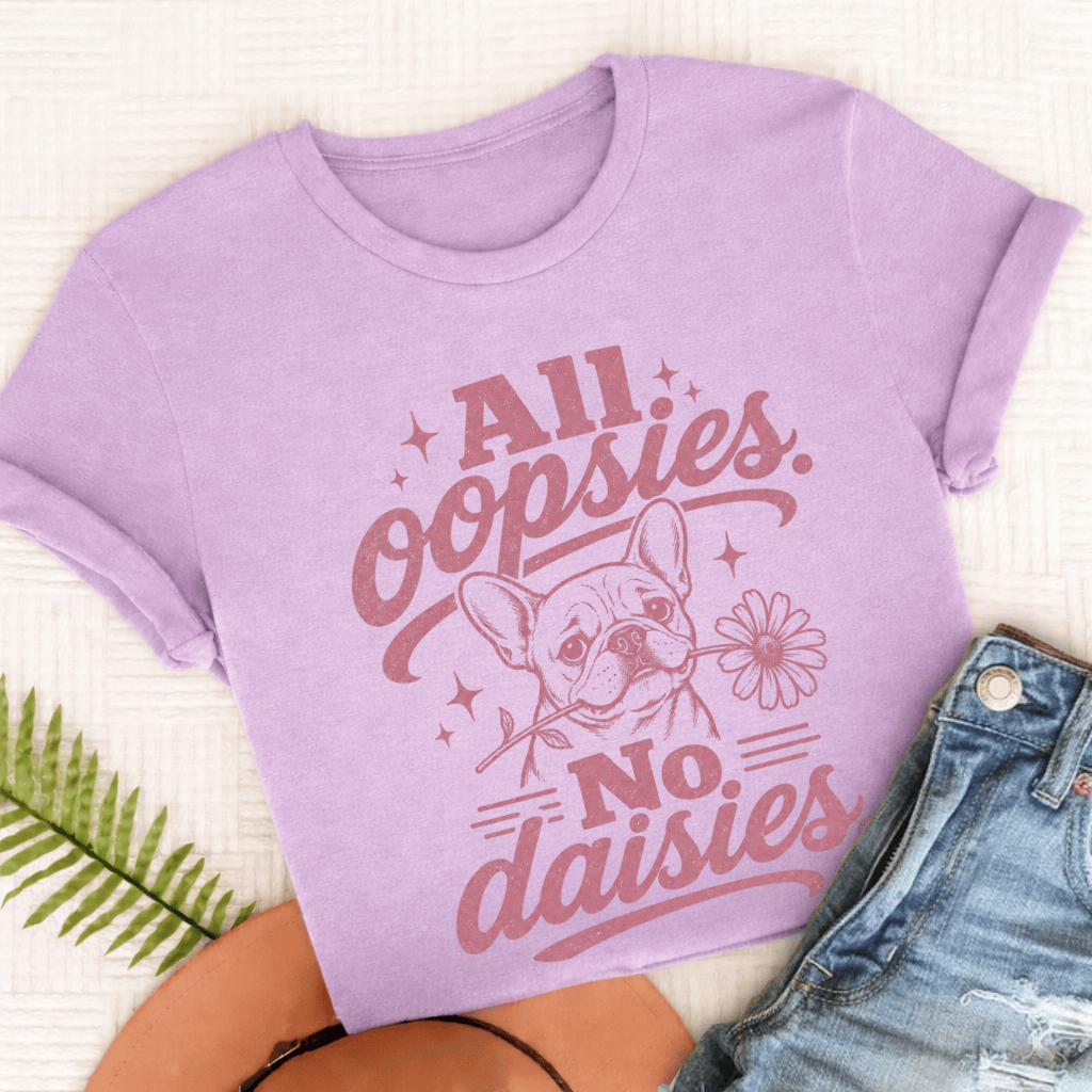 Fawn French Bulldog Oopsie Daisies Unisex TShirt Comfort Colors Orchid