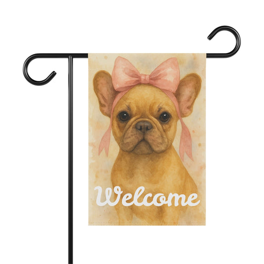 Fawn French Bulldog Pink Coquette Garden Flag
