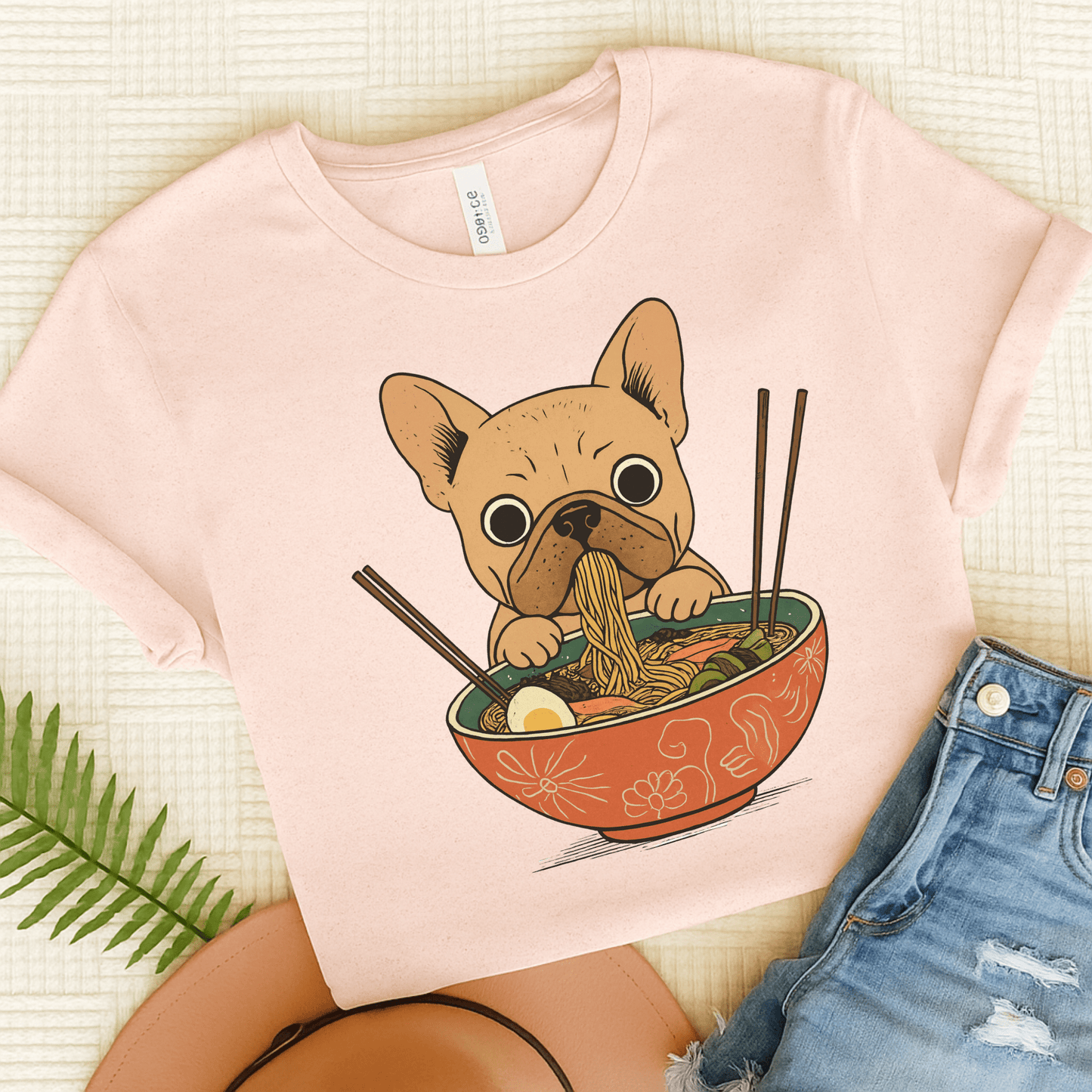 Printify T-Shirt Soft Pink / S Fawn French Bulldog Ramen TShirt