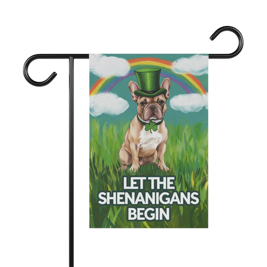 Fawn French Bulldog Saint Patricks Garden Flag