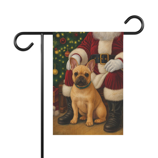 Fawn French Bulldog Santa Clause Garden Flag