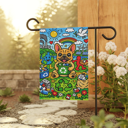 Fawn French Bulldog Save Our Planet Garden Flag