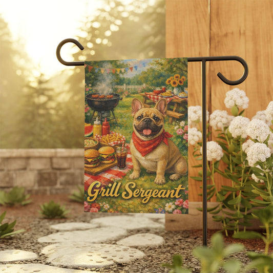 Fawn French Bulldog Summer Grilling Funny Garden Flag
