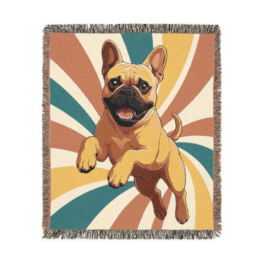 Fawn French Bulldog Terrier Swirls Throw Blanket