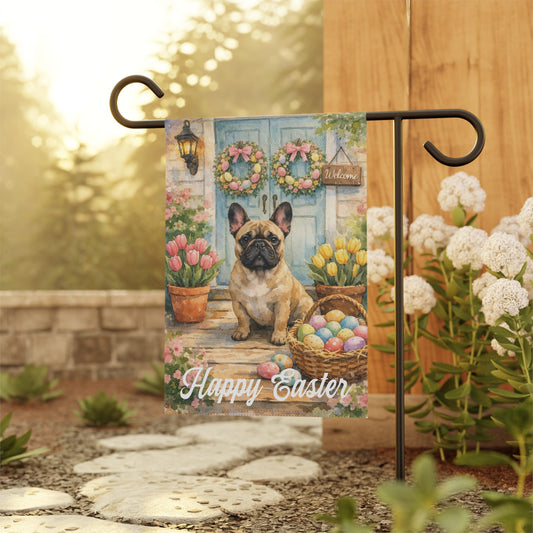 Fawn French Bulldog Welcome Easter Yard Flag