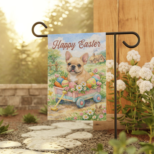 Fawn French Bulldog Welcome Wagon Easter Yard Flag
