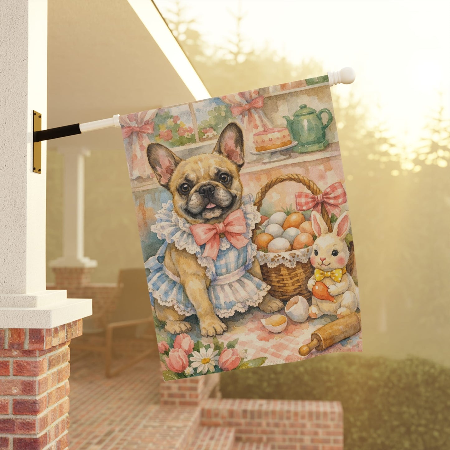 Personalized Frenchie Easter Baking Garden Flag