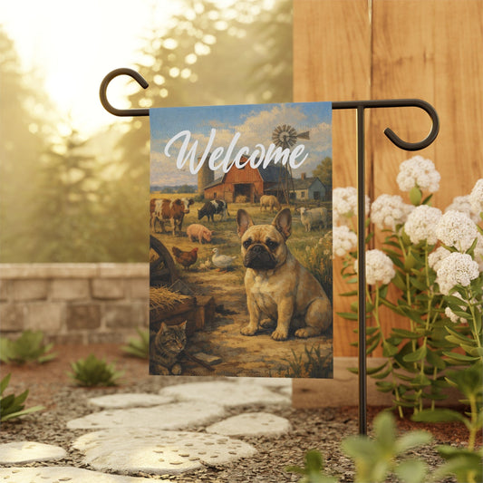 Fawn Frenchie Farm Animals Yard Flag