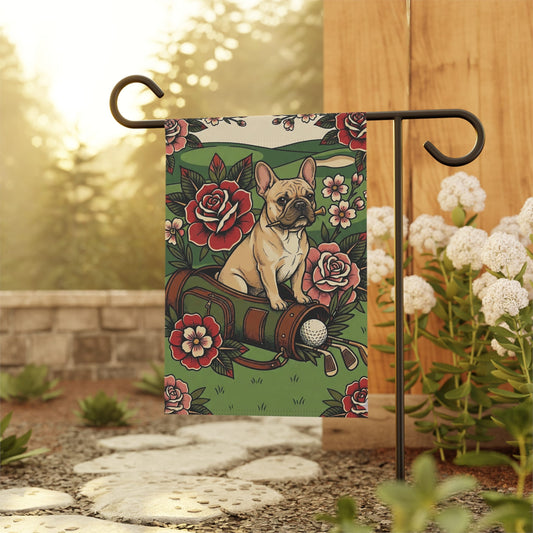 Personalized Frenchie Golfing Dog Yard Flag