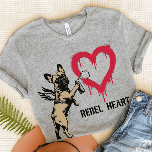 Fawn Frenchie Graffiti Cupid Unisex TShirt Athletic Heather